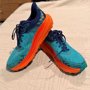 Hoka Blue and Orange Athletic Shoes